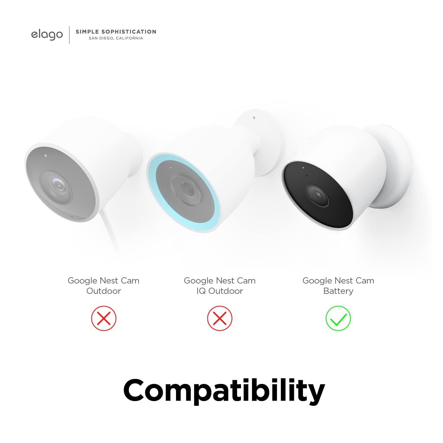 Elago Silicone Cover Compatible With Google Nest Cam Outdoor Or Indoor (Battery) - Magnetic Mount Cover Included, All Weather Pr