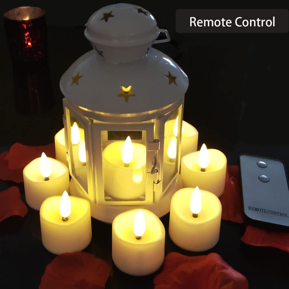 12 Pack Realistic And Bright Flickering Battery Operated Flameless Led Tea Lights Candles Remote,Tealight Candles For Holiday, W