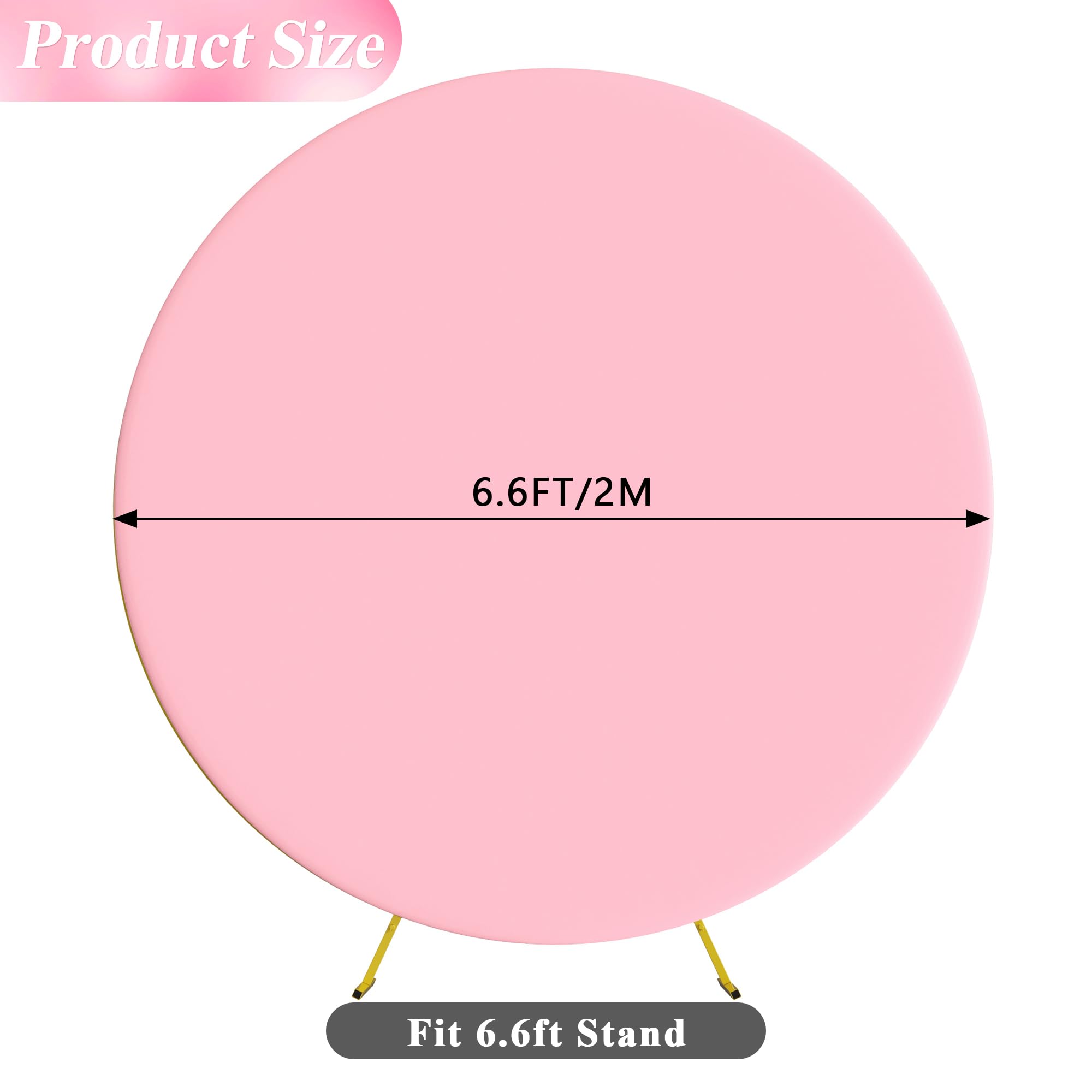 Wokceer Pink 6.6Ft Round Arch Polyester Backdrop Cover For Wedding, Party & Ceremony Decor