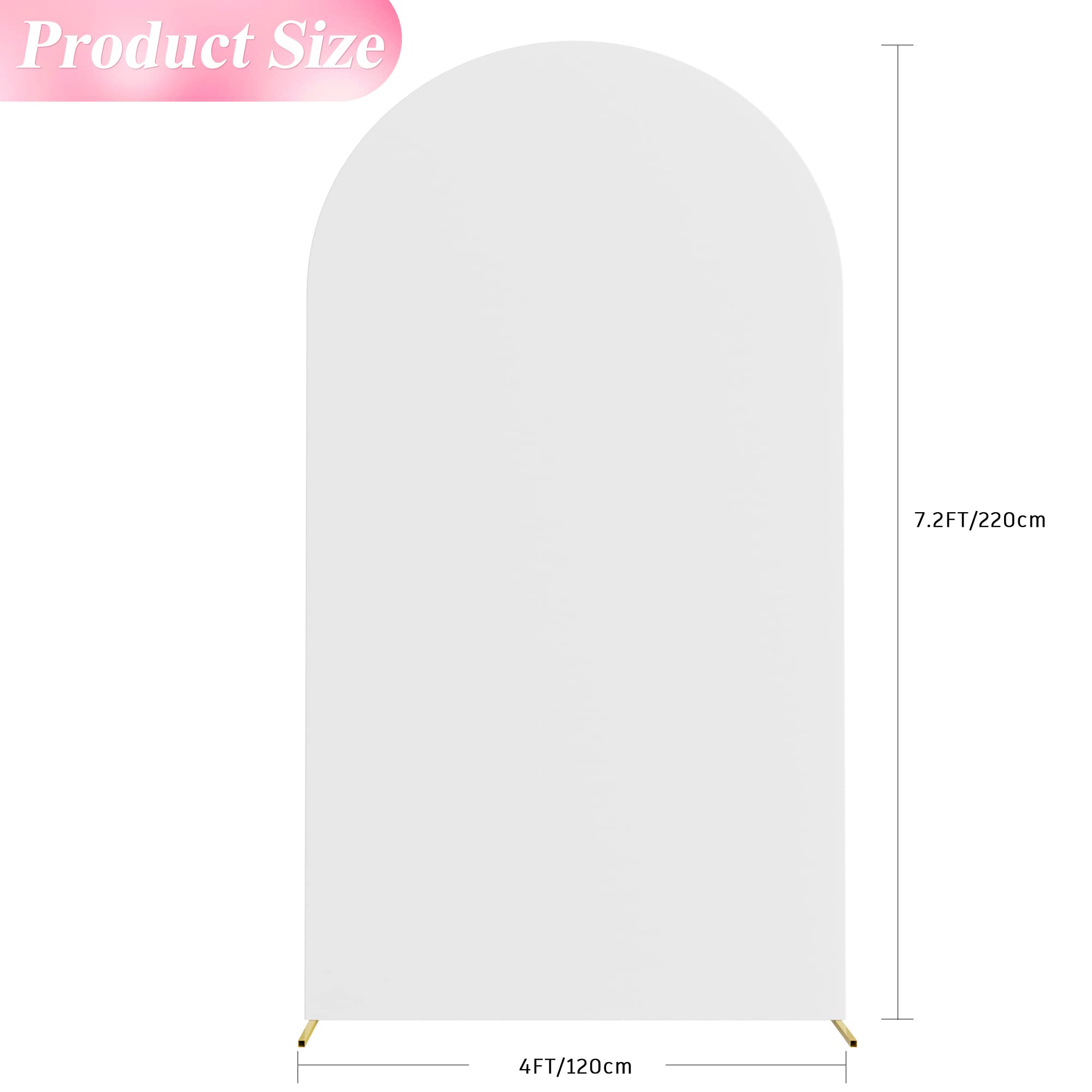 Wokceer 7.2Ft Wedding Arch Cover Spandex Fitted Wedding Arch Stand Covers Round Top Chiara Backdrop Cover For Birthday Party Cer