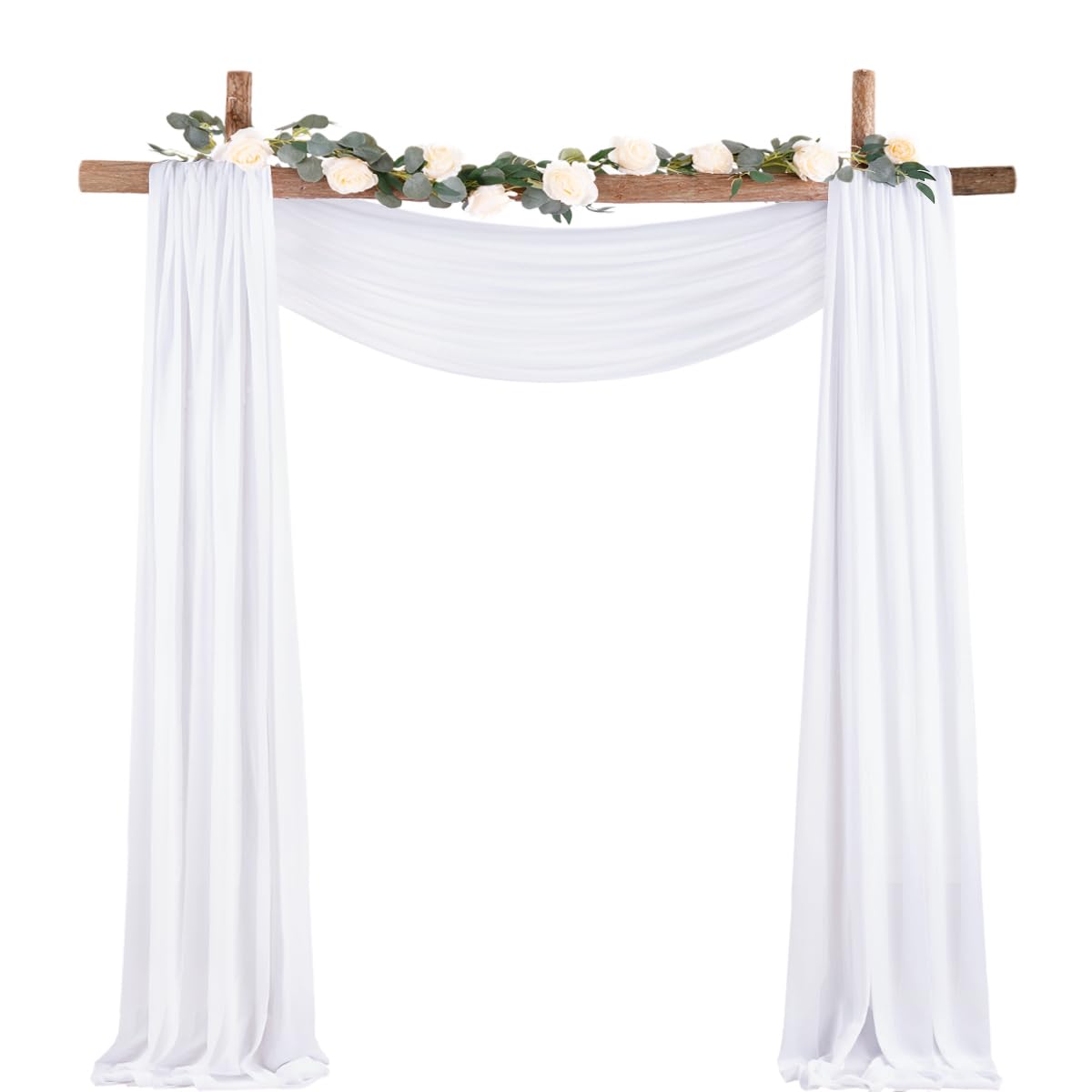 Socomi Wedding Arch Draping Fabric 2 Panels 29'' X 19Ft White Sheer Chiffon Curtain Drapes 6 Yards For Wedding Ceremony Birthday