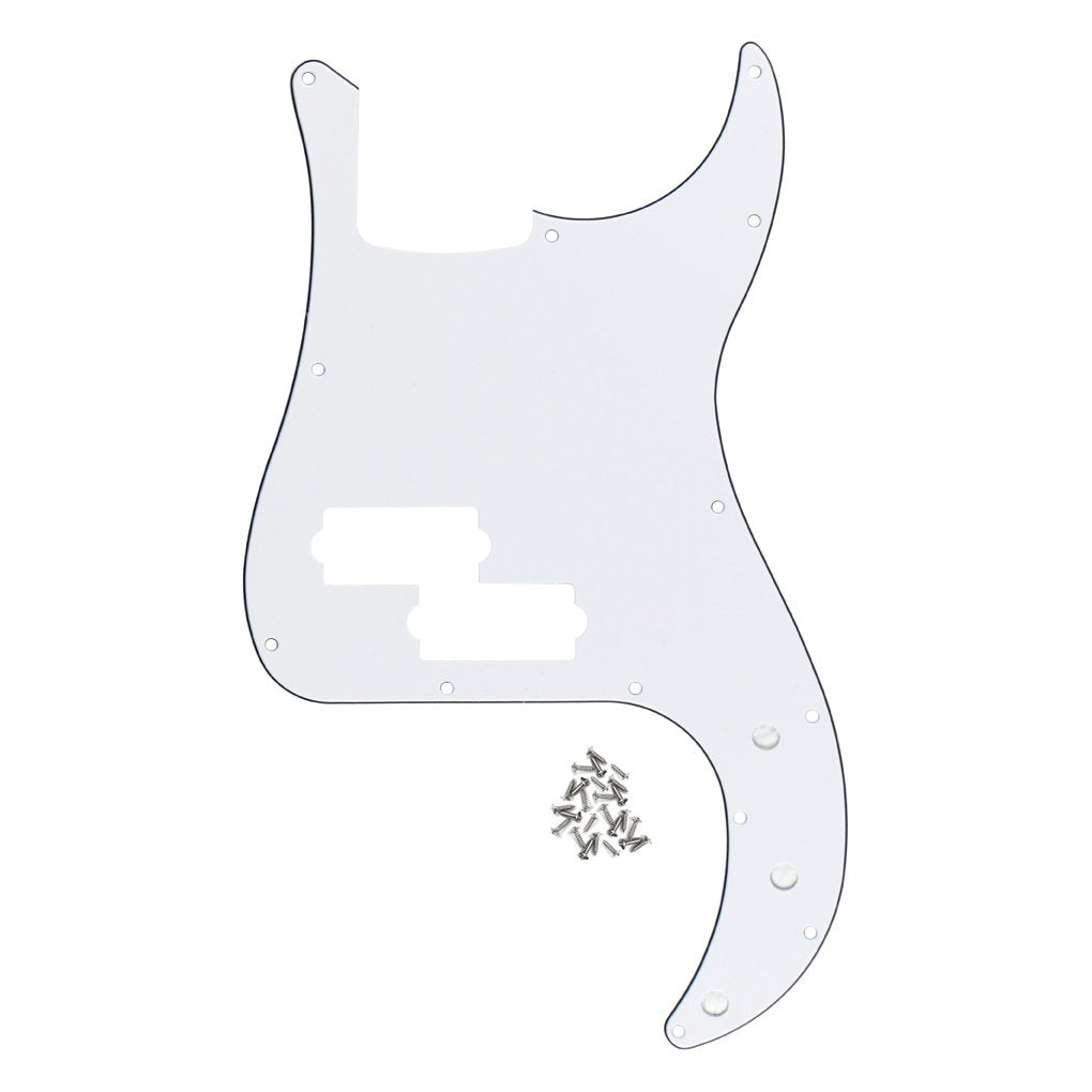 FLEOR 3Ply White P Bass Pickguard Guitar Scratch Plate Pick Guard for 4 String American/Mexican Standard P Bass Style