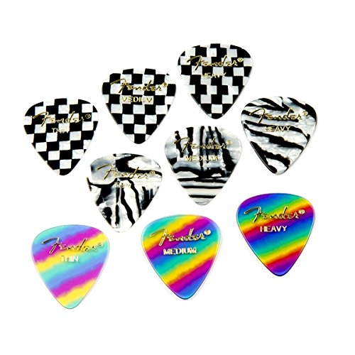 Fender Graphic Guitar Picks 351 Shape, Zebra, Thin, 12 Pack