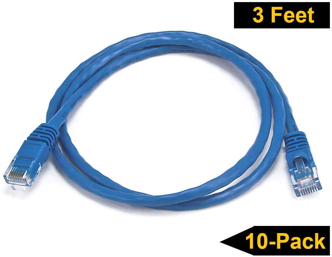 Imbaprice 25'Cat5E Network Ethernet Patch Cable, 10 Pack, Blue (Imba Cat5 25Bl 10Pk)