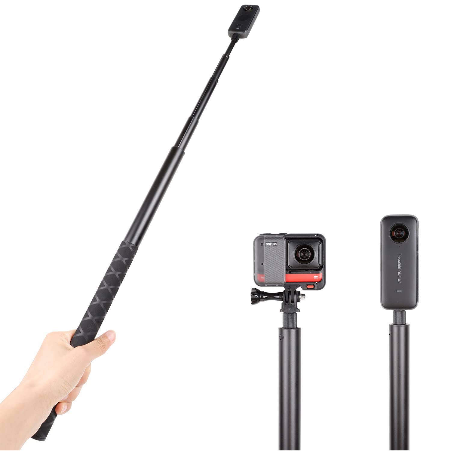 Pellking Long 77Inch Invisible Selfie Stick For Insta360 One X4, X3, X2, X, Insta360 One R, Rs, Insta 360 Camera 1/4' Extended Monopod Pole