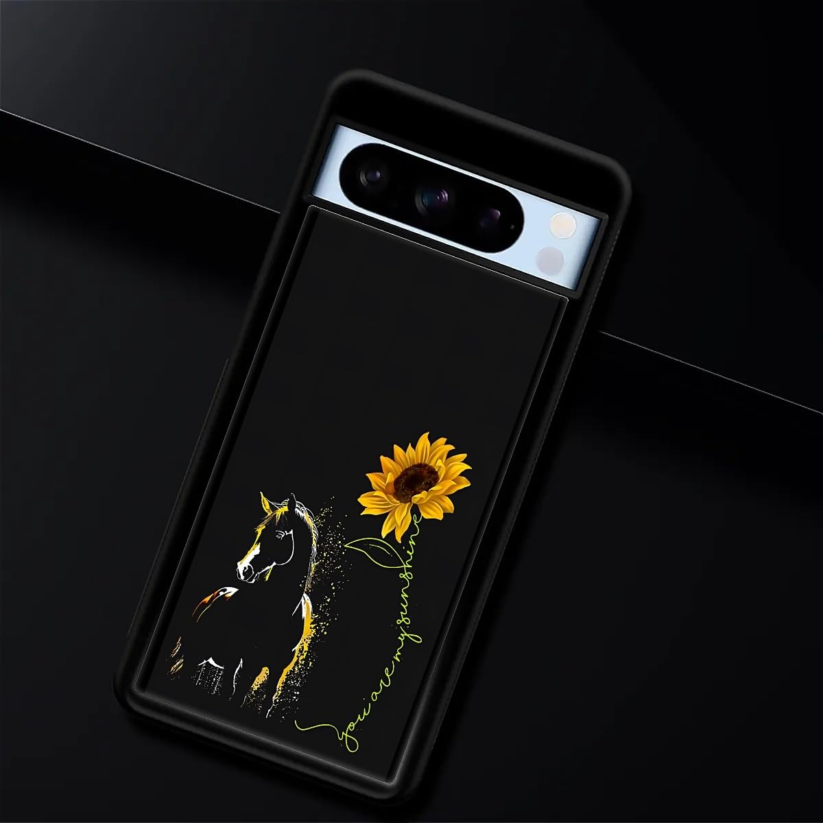 Fkbrcl4U For Google Pixel 8 Pro Case, Horse Sunflower Yellow Sunshine Pattern Graphic Design Girl Boy Soft Silicone Hard Acrylic