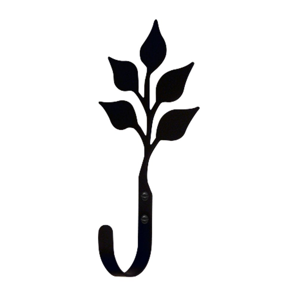 WH-76-L Leaf Silhouette Sturdy Metal Black Large Wall Hook