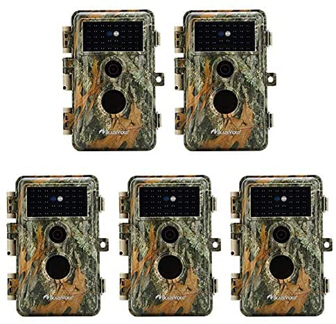 5-Pack Game & Trail Cameras 32MP 1296P 75ft Night Vision Time Lapse Wildlife Deer Hunting Cams No Glow Infrared Motion Activated