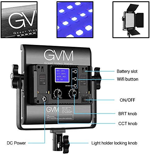 Gvm Rgb Led Video Light, 2Pcs Video Lighting Kit With App Control, 40W Photography Lighting Led Panel Light With 8 Kinds Of The