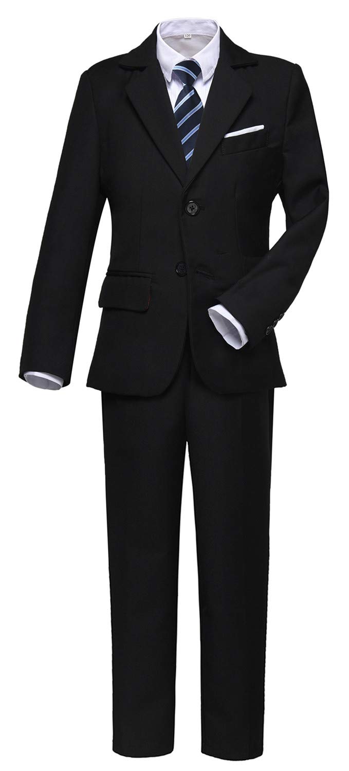 Suit For Boys Kids Suits Slim Fit Tuxedo Blazer Vest Pants Shirt And Tie Black Size 4T