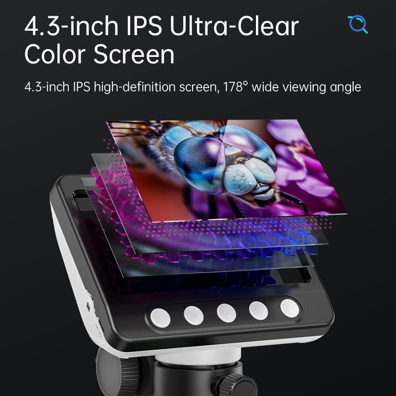 Digital Microscope, 4.3'' Lcd Usb Coin Microscope, 1080P Error Coin Magnifier With 8 Adjustable Led Lights, Pc View, Compatible