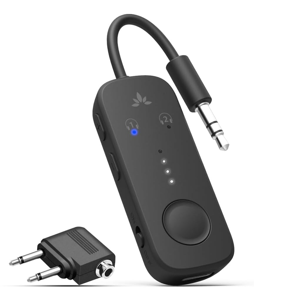 Avantree Relay   Premium Airplane Bluetooth 53 Adapter For All Headphones, Aptx Low Latency, Supports 2 Headphones Or Airpods, W