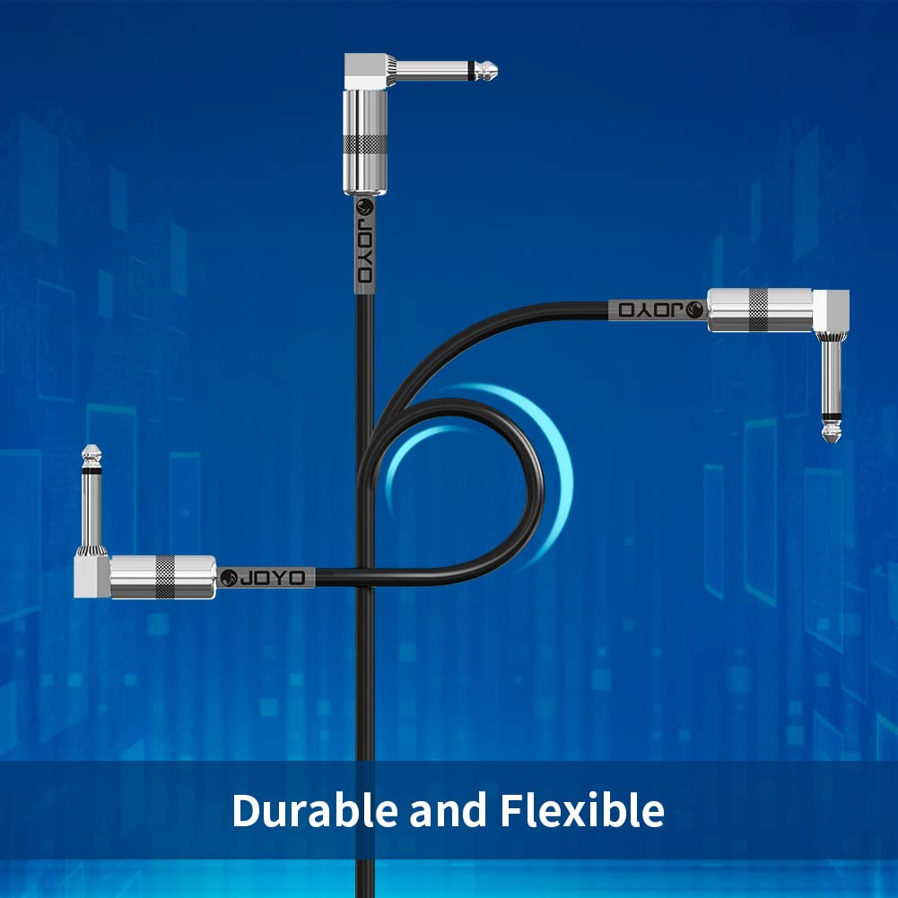 Joyo Patch Cables 1.2Ft For Bass Guitar Effect Pedal Professional Guitar Patch Cords 1/4 Inch (Cm 05, 6 Pack)