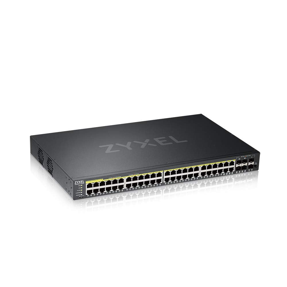 Zyxel 44 Port Gigabit Ethernet Layer 2 Managed Poe+ Switch With 375 Watt Budget And 4 Gigabit Combo Ports + 2 Sfp And Hybrid Clo