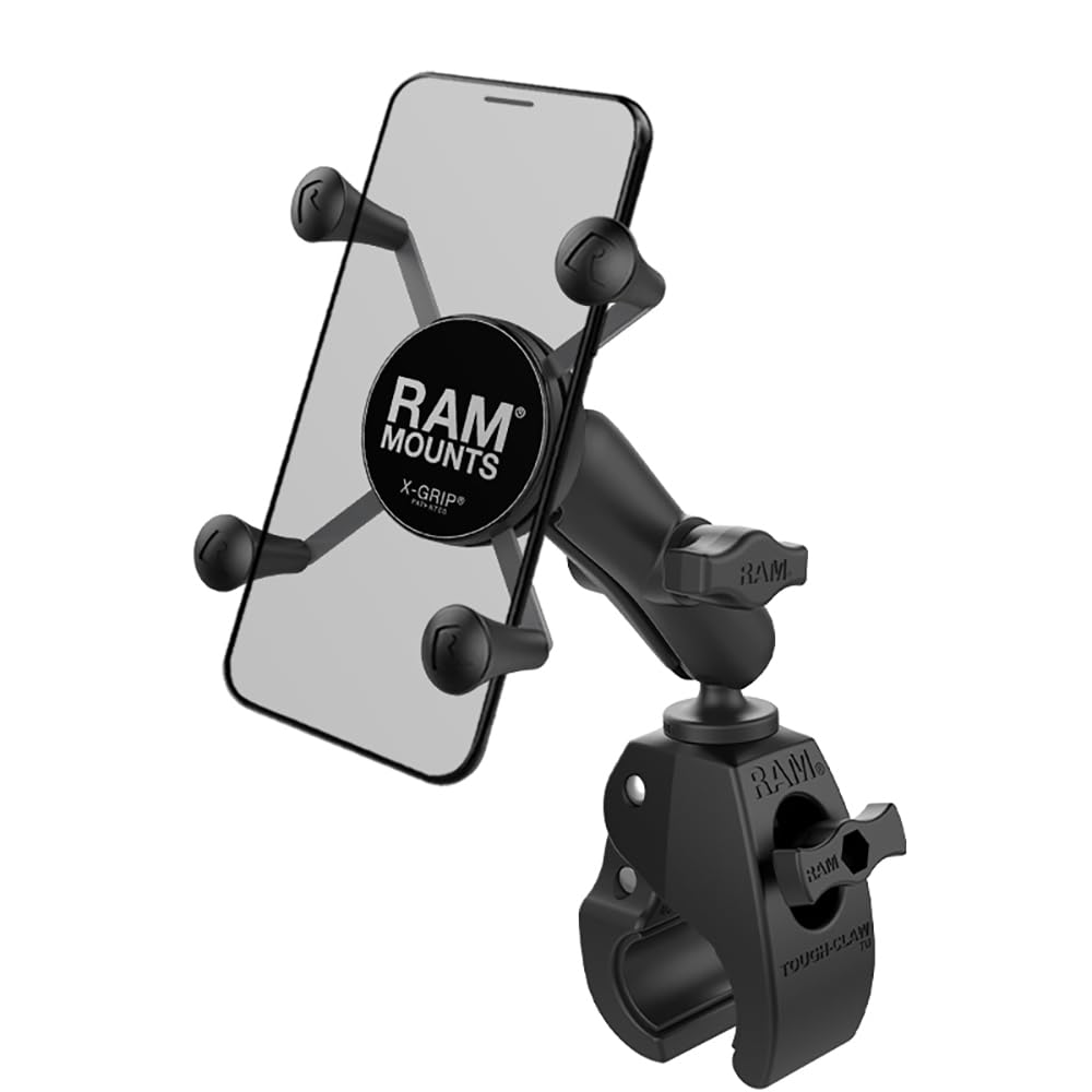 Ram Mounts X Grip Small Phone Mount With Ram Tough Claw Small Clamp Base Ram B 400 Hol Un7Bu With Medium Arm For Motorcycle, Atv