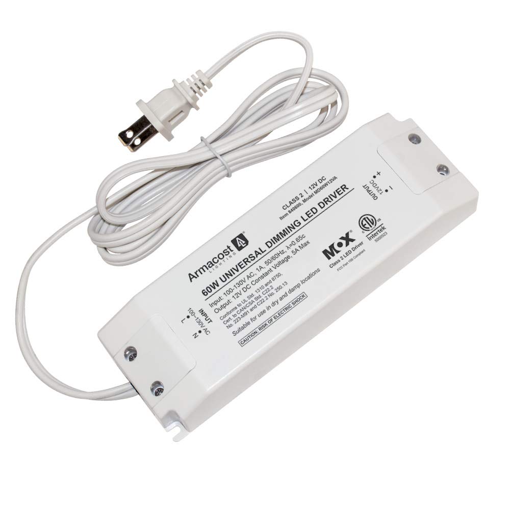 Armacost Lighting 840600 60 Watt Dimmable Driver For Led Lighting, With Removable Ac Cord, White