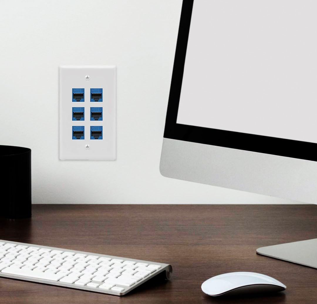 Installerparts 6 Port Keystone Wall Plate Black Smooth Face