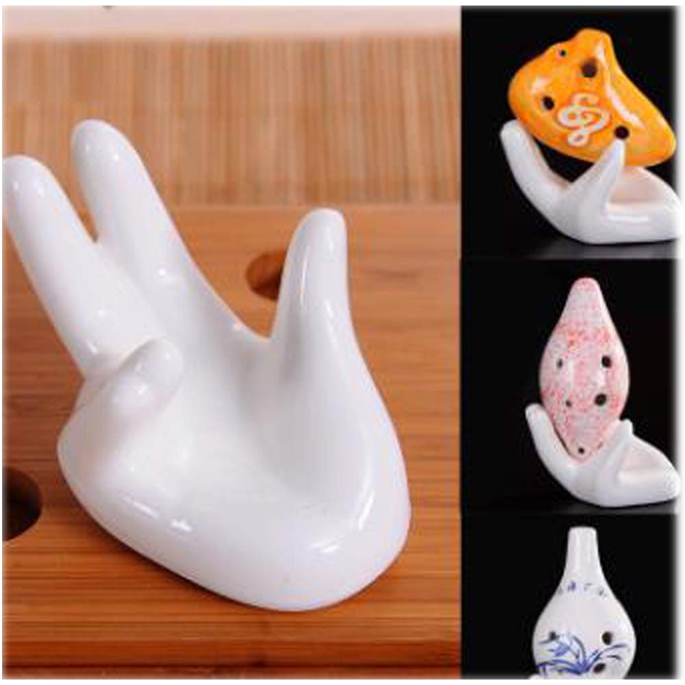 Wixine 2Pcs Ocarina White Ceramic Hand Holder Support Stand For 6 Holes 12 Holes Flute