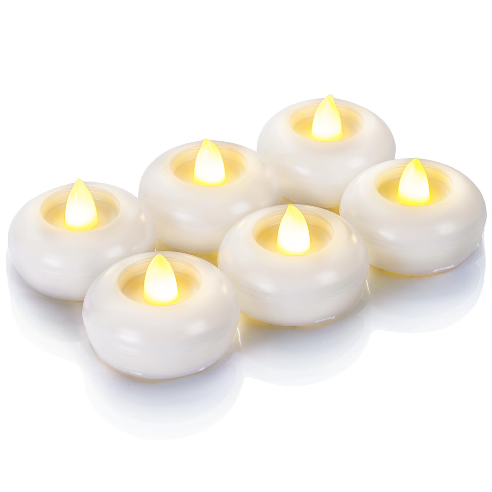 Homemory 2    Flameless Led Floating Candles, 200 Hour Plastic Battery Operated Flickering Waterproof Tealights For Cylinder Vas
