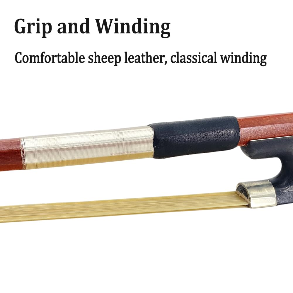 Yinfente 4/4 Cello Bow Full Size Bows Brazilwood Natural Mongolian Bow Hair Ebony Frog Straight (4/4)