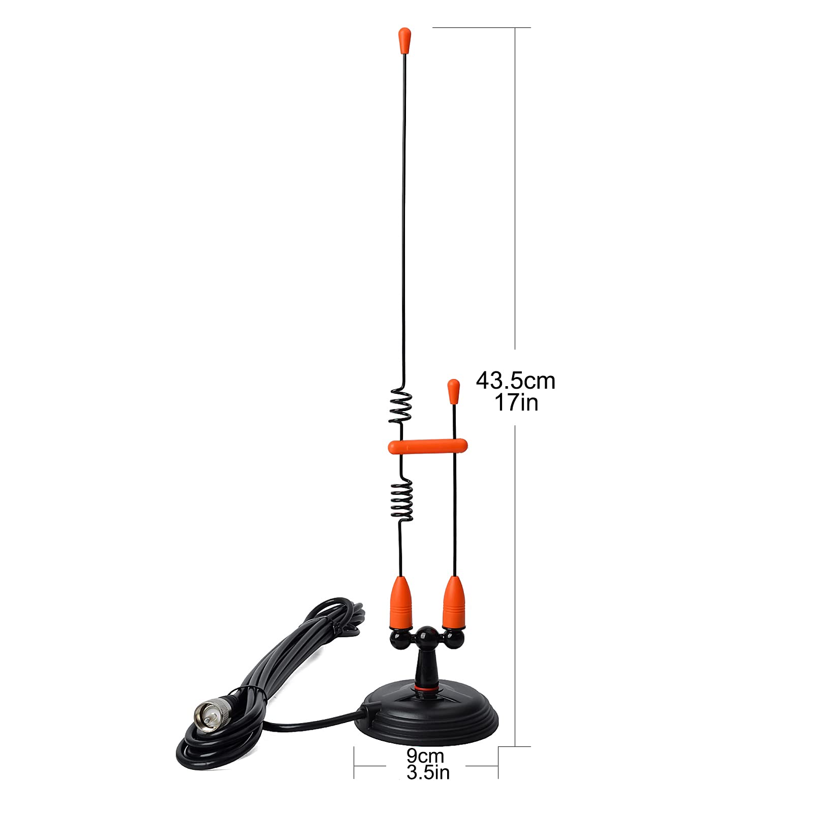 Hyshikra Dual Band Mobile Antenna, Magnetic Mount Whip 144/430Mhz With 5Meters Rg58U Coax Cable For Yaesu Midland Icom Motorola