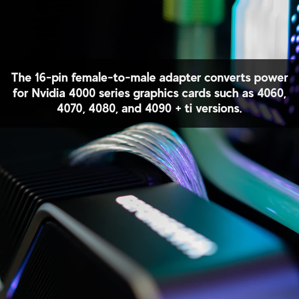 Linkup   Ava 16Pin Pcie 5.0 Gpu Power Extension Cable (12Vhpwr) For Nvidia Rtx4000 16Awg Silver Coated Copper Teflon High Temper