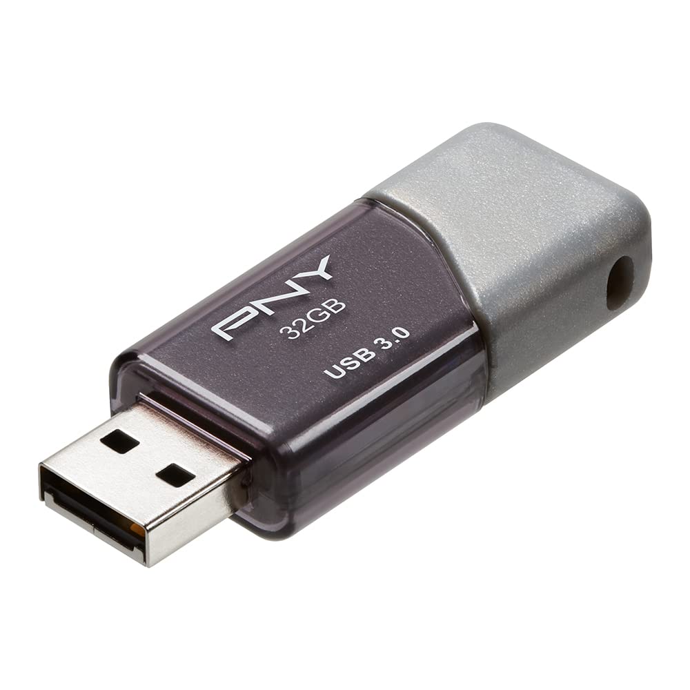 Pny 32Gb Turbo Attache 3 Usb 3.0 Flash Drive, Grey (Pack Of 1)