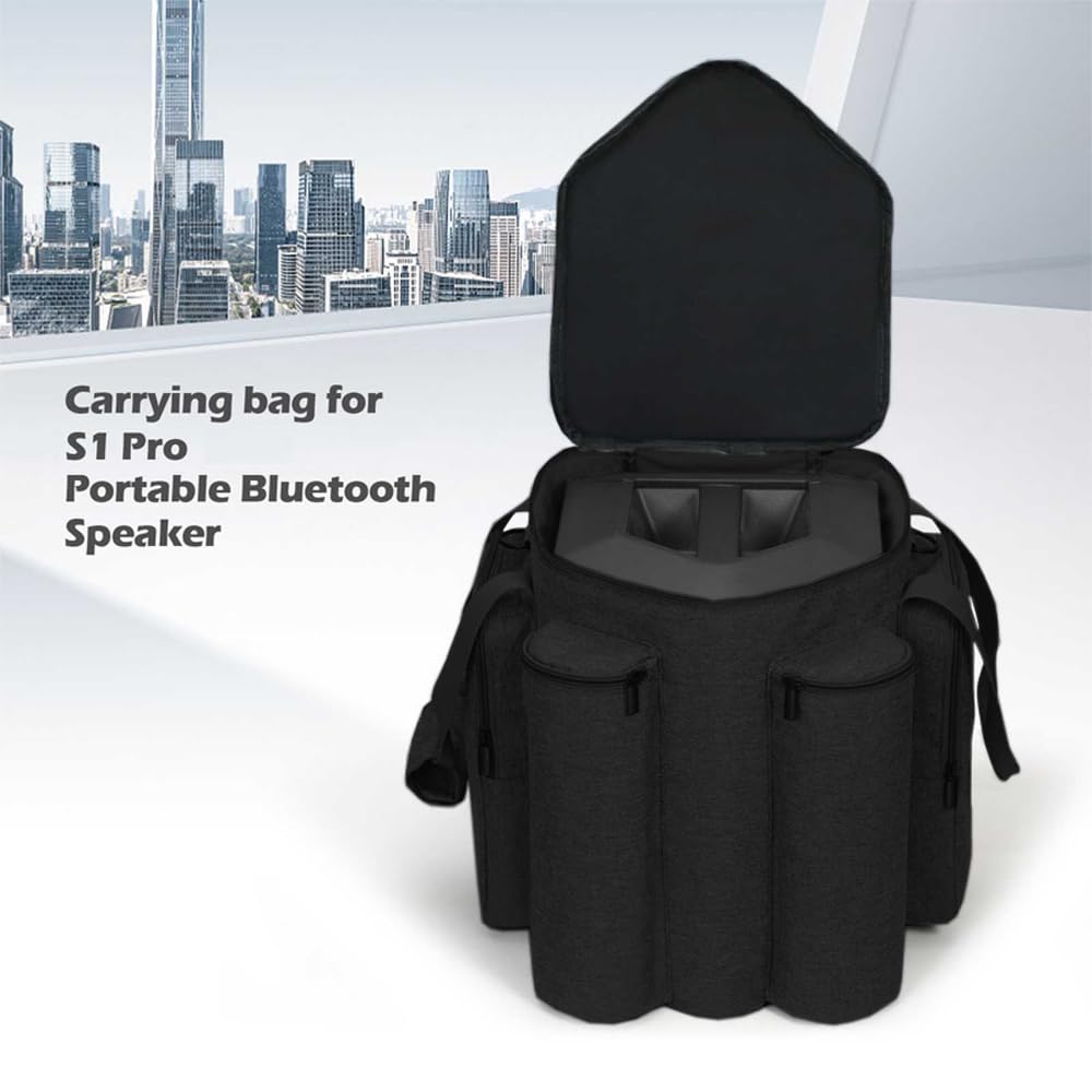 Pisosn Portable Cover Carrying Case Bag Compatible With Bose S1 Pro Portable Bluetooth Speaker (Black)