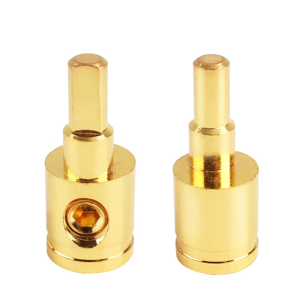 Amp Input Reducer Brass With Gold Plated 0 Gauge Car Audio Power/Ground Amp Input Reducer Adapter 2Pcs