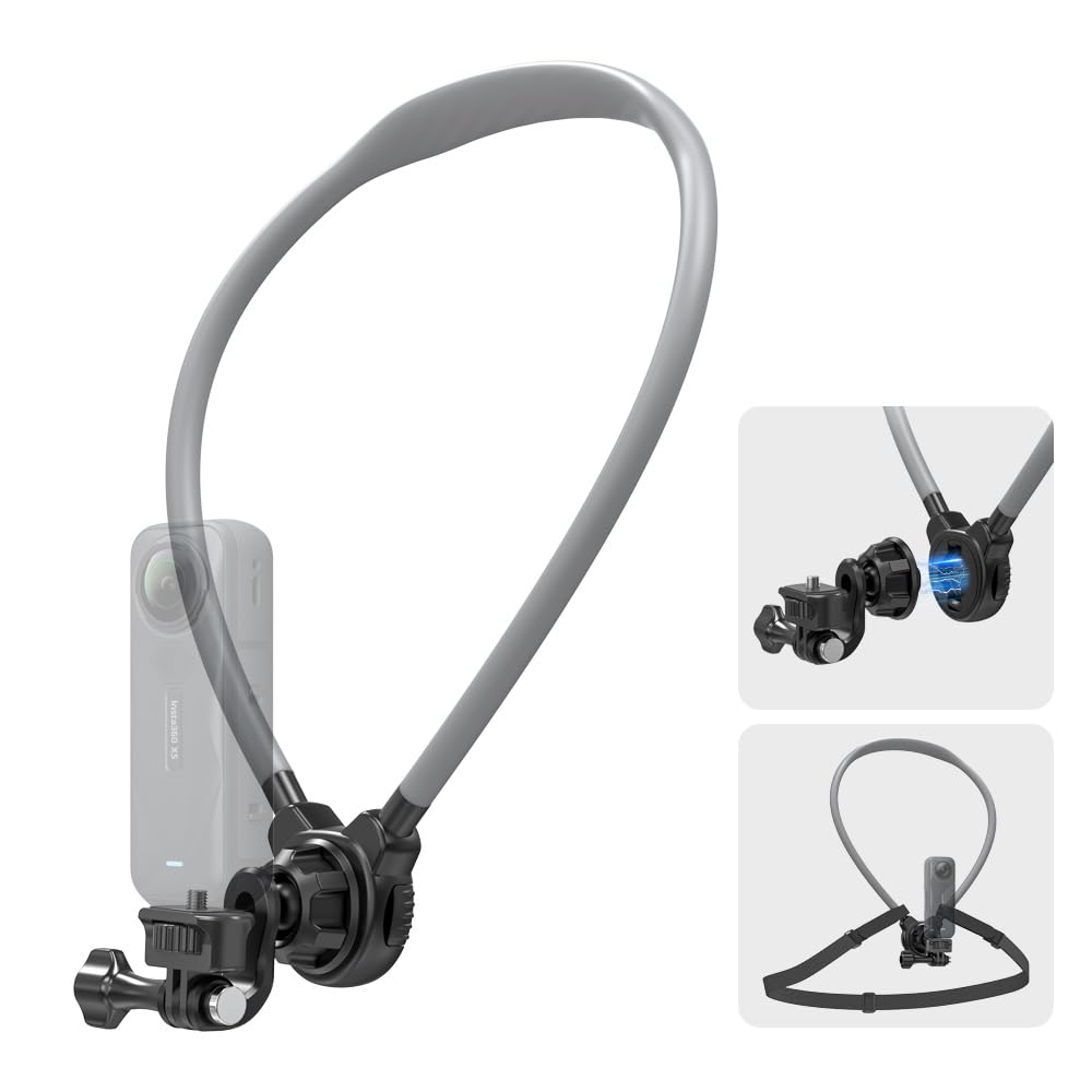 Magnetic Neck Mount for Action Camera, Quick Release Chest Holder Mount for Hands-Free POV/Vlog with Adjustable Chest Strap for
