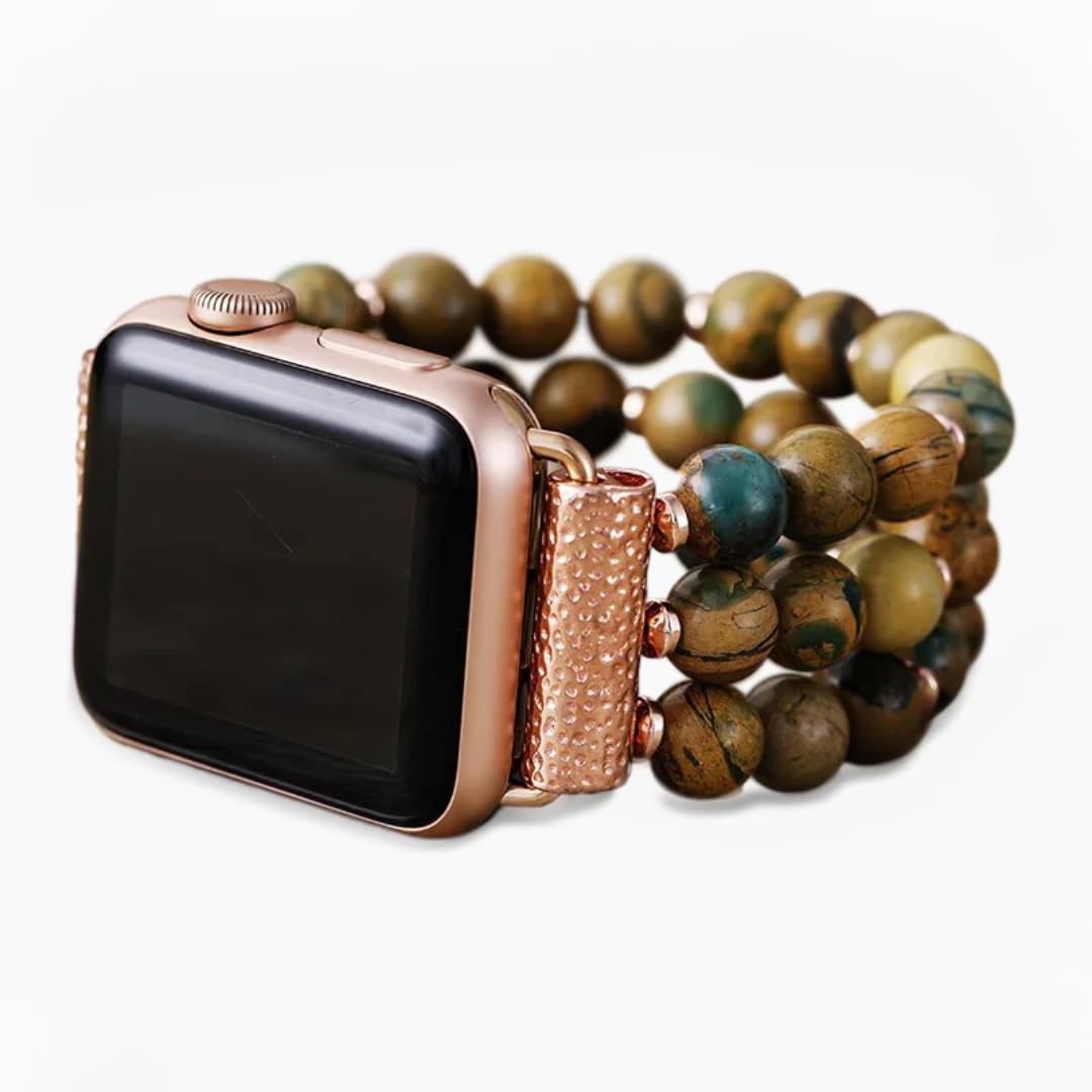 Cape Diablo Smart Watch Band For Women - Handmade Gemstone Strap - Compatible With 38Mm-45Mm Apple Faces (Forest Meadow, Large -