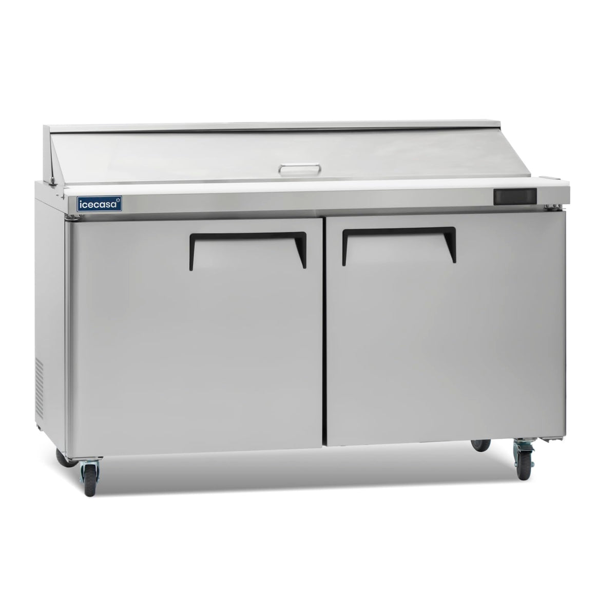 Icecasa 60'' W Commercial Refrigerator Sandwich&Salad Prep Table Single Door Stainless Steel Counter Fan Cooling Refrigerator Wi