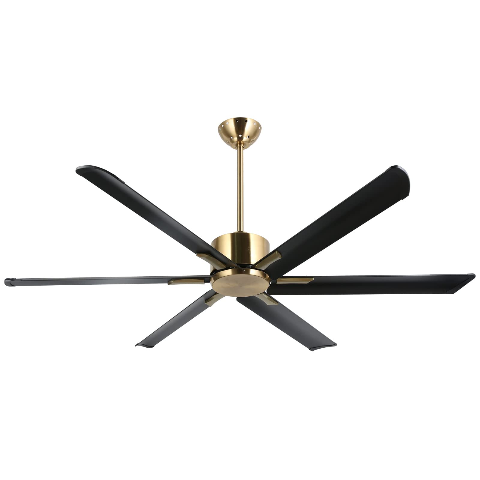 reiga 72 Inch Indoor Outdoor Black Gold 6 Aluminum Metal Blades Extra Large Modern Ceiling Fan with Remote Control, 6 Speeds, Ti