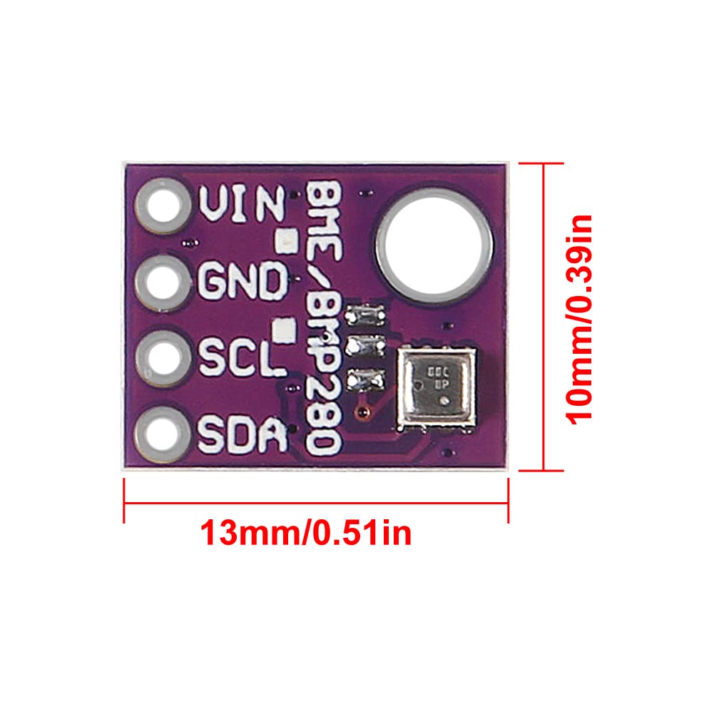Coliao 2Pcs Bme280 5V Temperature Humidity Sensor Atmospheric Barometric Pressure Board Iic I2C Breakout Compatible With Bmp280