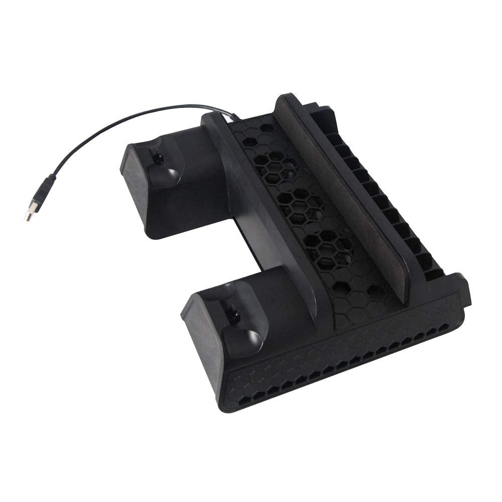 Deco Gear Vertical Dual Controller Charging Dock For Ps4/ Ps4 Slim/ Ps4 Pro With 2 High Speed Cooling Fans And Slot For 12 Games