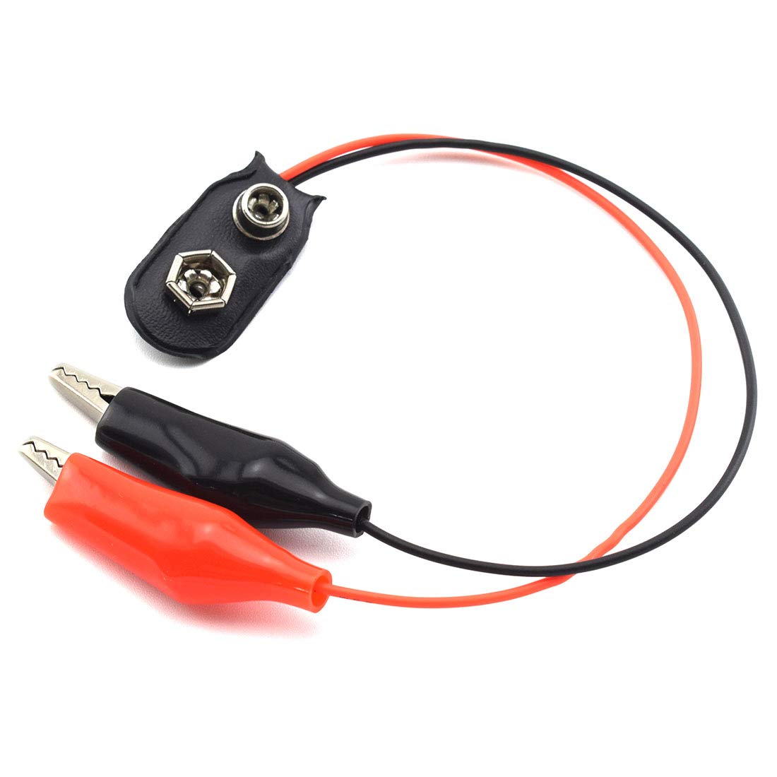 Sdtc Tech 5Pcs T Type 9V Battery Clip Connector Positive Negative Snap Lead Wire With Dual Alligator Clips(15Cm)