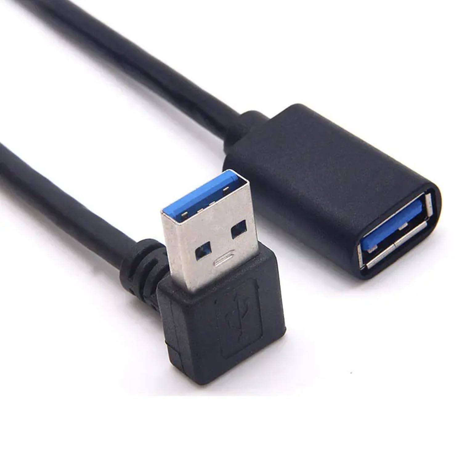 Alinna 90 Degree Usb 3.0 Extension Cable, Black Usb 3.0 Male To Female Extender Cord 30Cm (Up Angle)