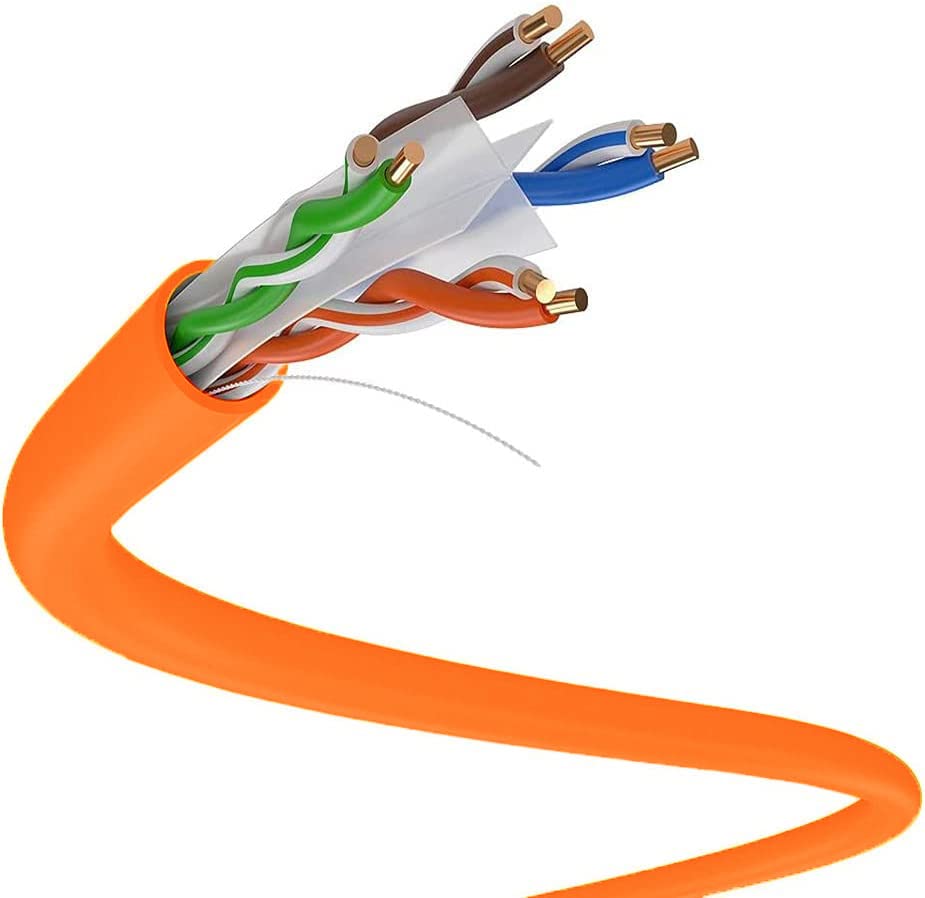 Cat6 1000Ft Solid Utp 23Awg Ethernet Cable 550Mhz Bulk Network Lan Rj45 Cca Wire 1000 Ft Pull Box Cat 6 (Orange)