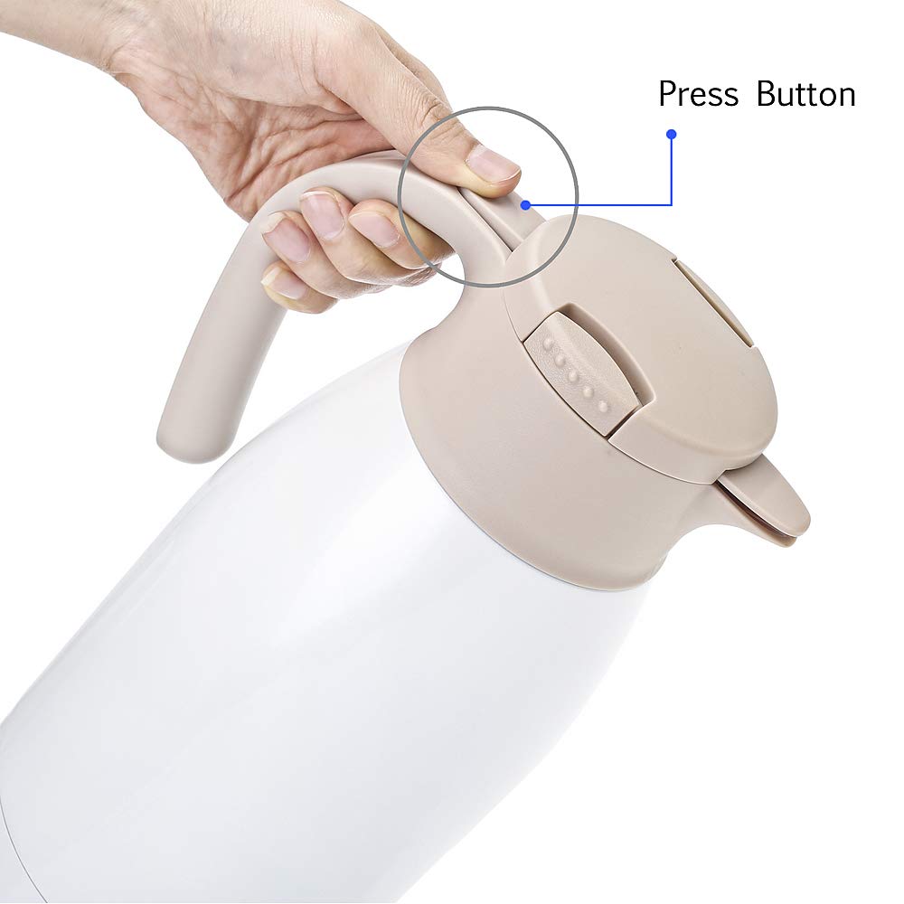 Gint 1.9L / 64Oz Thermal Coffee Carafe, Insulated Stainless Steel Coffee Carafes For Keeping Hot/Double Walled Vacuum Thermos (W