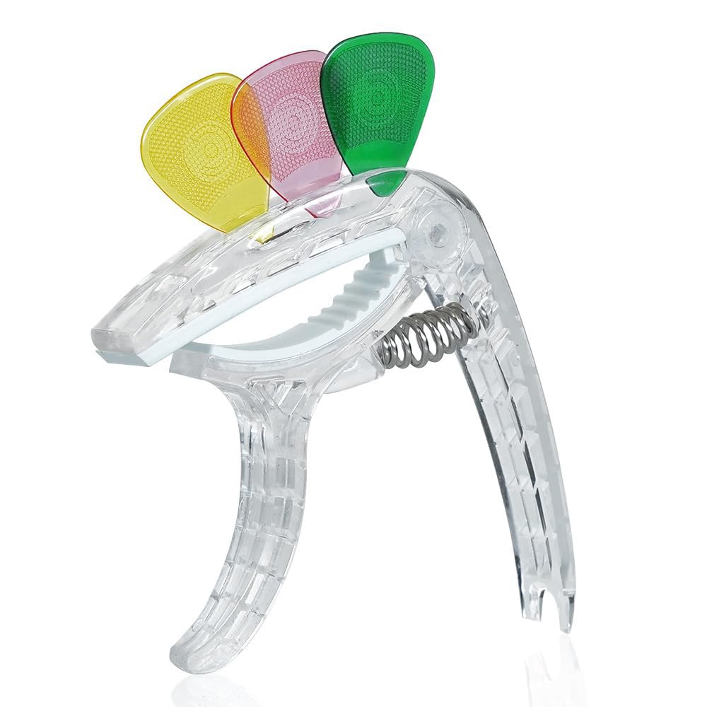 Kadence TwhHg3 Jamming Series Guitar Capo With 3 Picks | Durable Abs With BuiltIn Pick Holder | TriggerStyle, Quick Release &