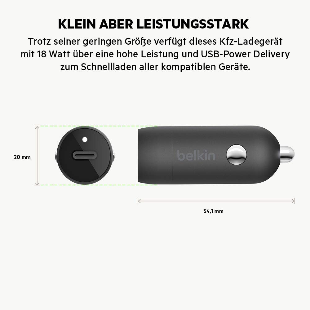 Belkin Usb C Car Charger 18W W/ 4Ft Usb C To Lightning Cable (Iphone Fast Charger For Iphone 11, Pro, Max, Xs, Max, Xr, X, 8, Pl