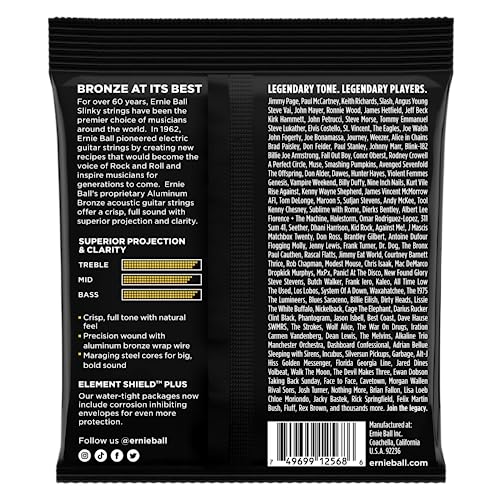 Ernie Ball Light Aluminum Bronze Acoustic Guitar Strings, 11 52 Gauge (P02568)