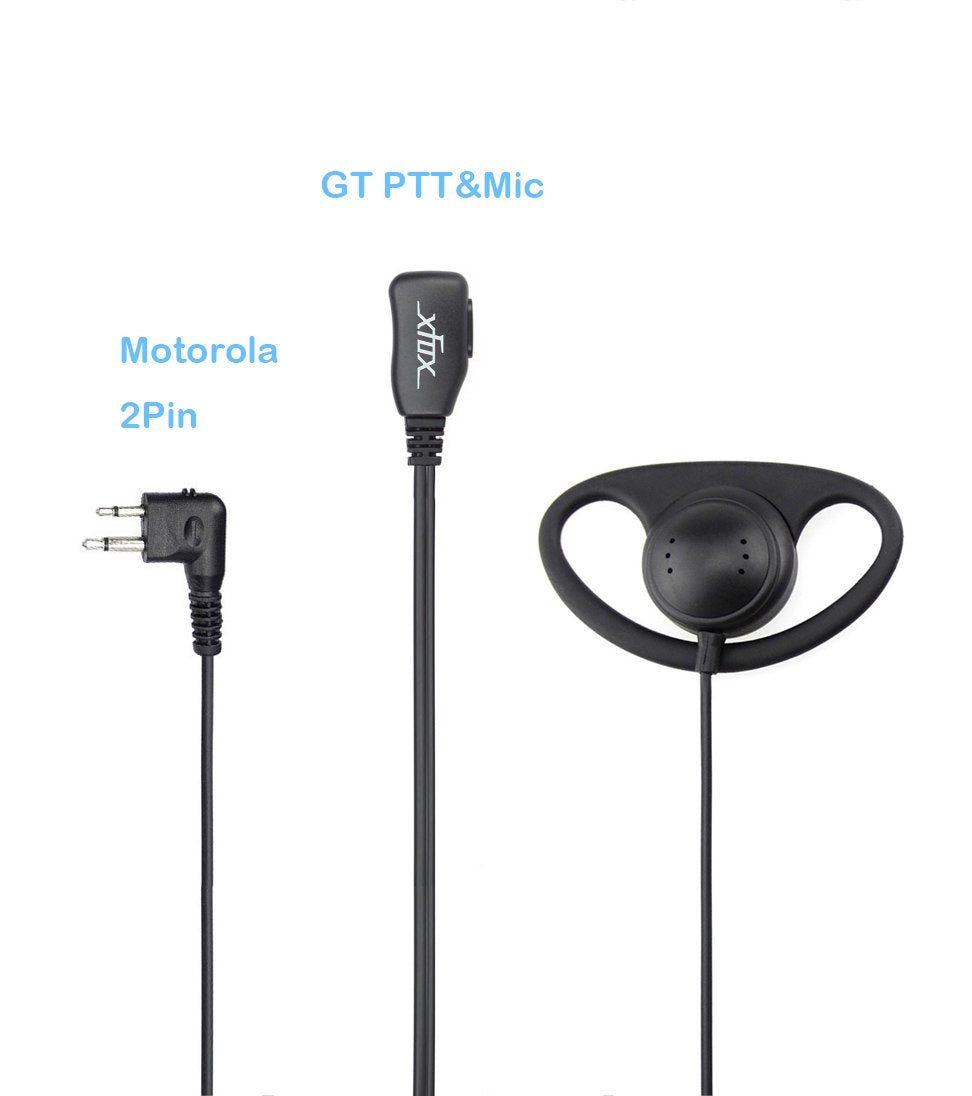 Xfox Walkie Talkie Earpiece 2Pin D Shape Earpiece Headset Push To Talk Mic Compatiable With Moto Two Way Radio Walkie Talkie Cp040 Cp200 Cls1410 Cls1450 Gp208 Gp2000 Gp3188 Etc.