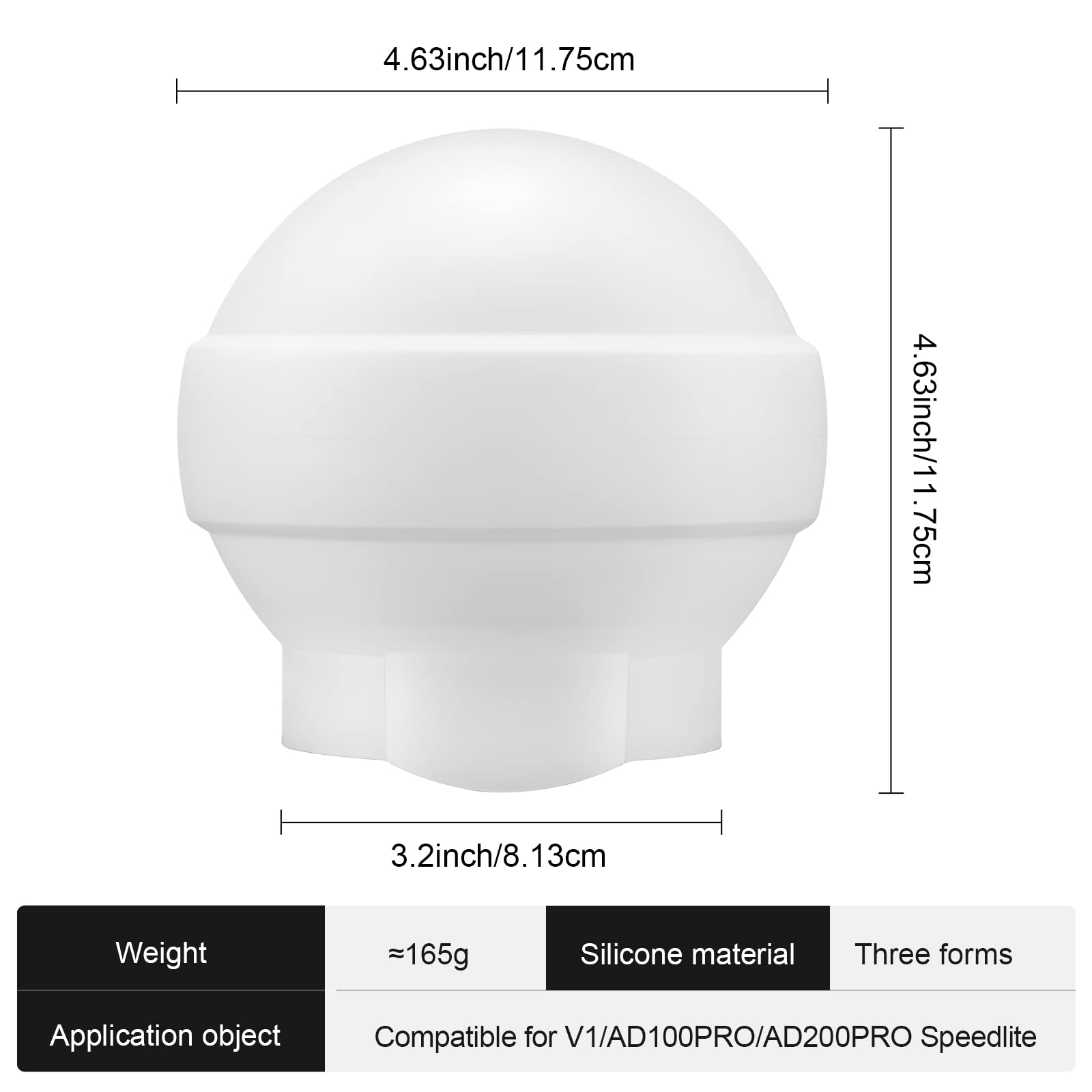 Godox Ak-R22 Dome Diffuser, Flash Diffuser Modifier Compatible For Godox V1 Flash Series/Ad100Pro Speedlite, Use With Godox H200
