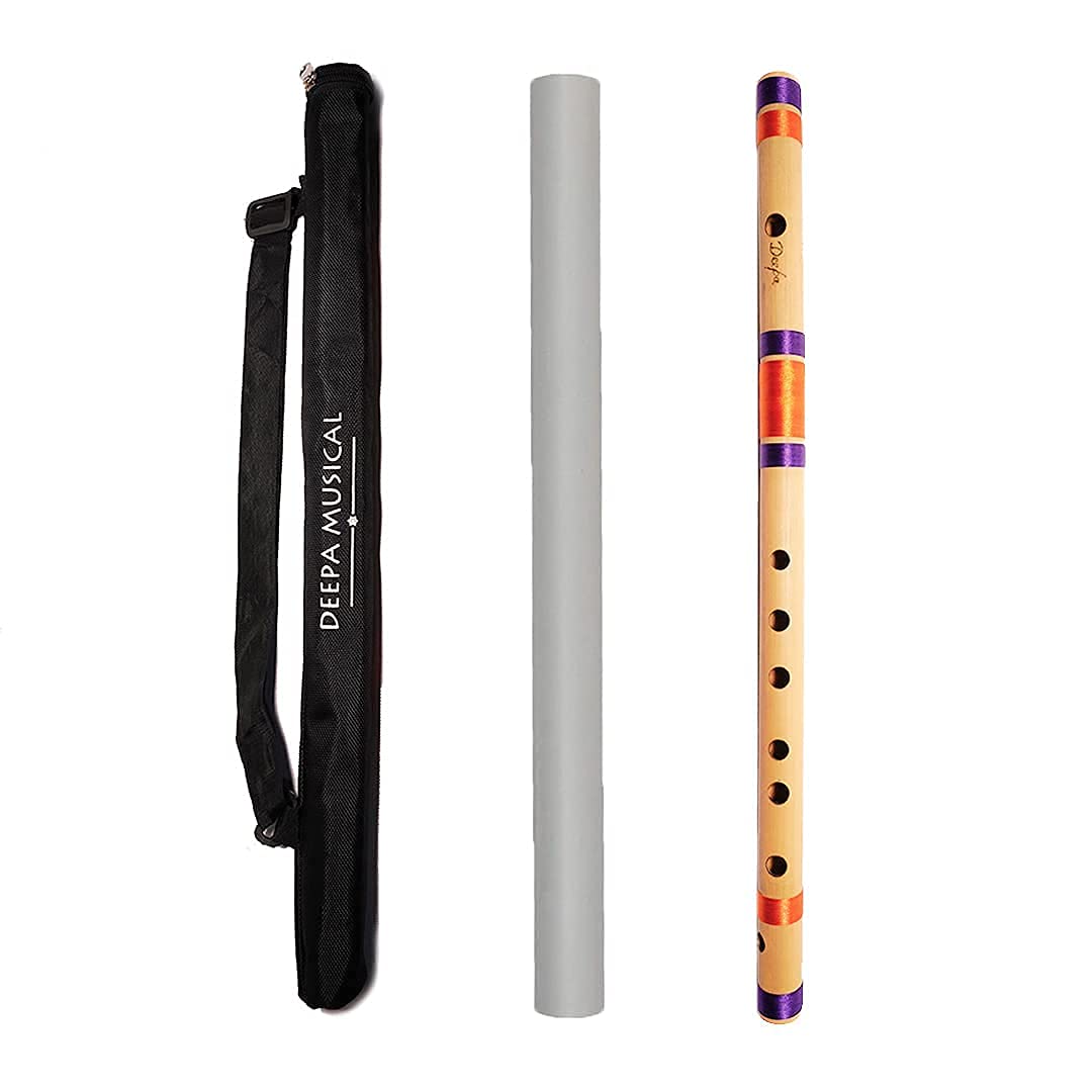 Deepa Musical A Natural Base (23 Inches) LeftHanded Premium Flute With Cover