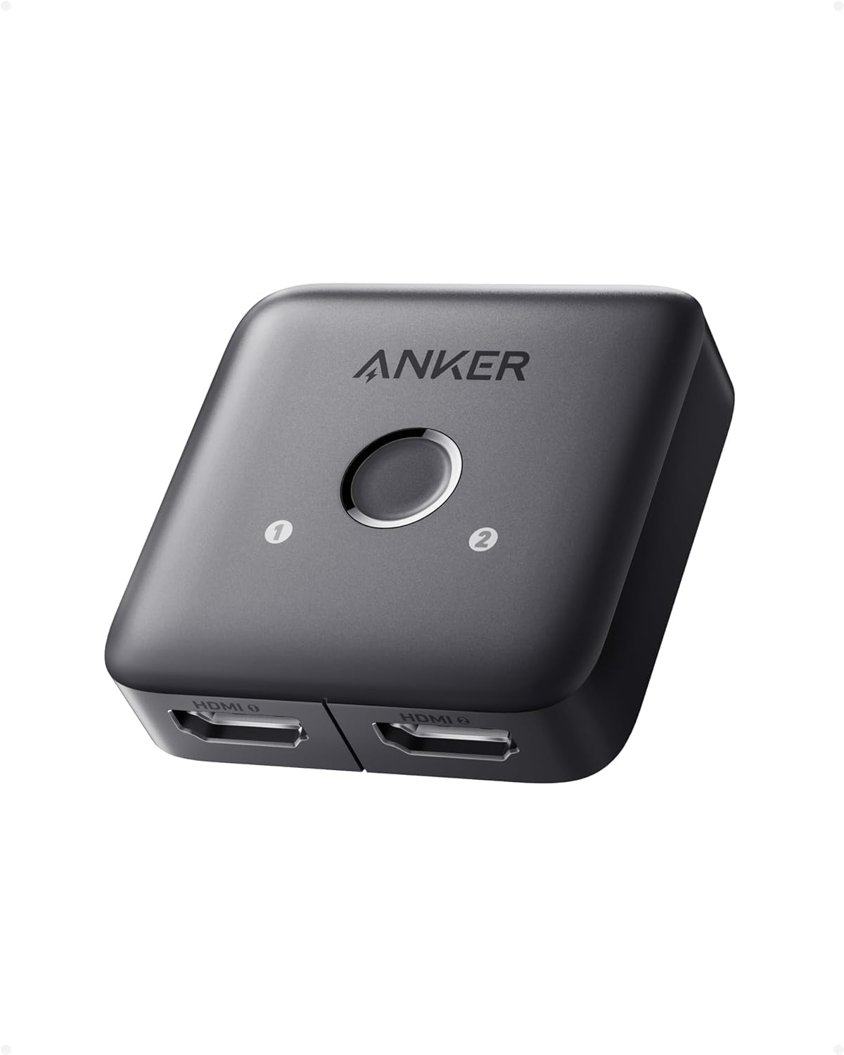 Anker Hdmi Switch, 4K@60Hz Bi Directional Hdmi Switcher, 2 In 1 Out With Smooth Finish, Supports Hdr, 3D, Dolby, Compatible With