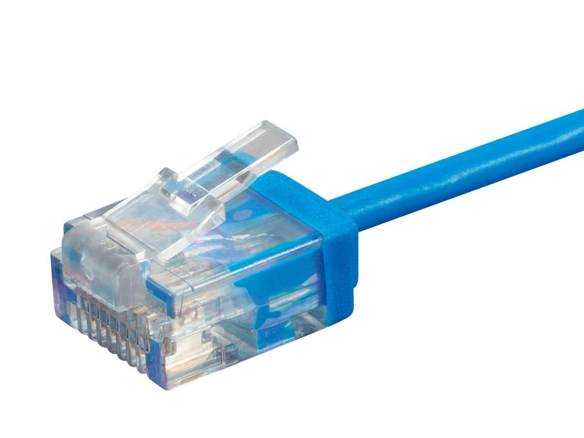 Monoprice Cat6 Ethernet Patch Cable   Snagless, 550Mhz, Utp, 32Awg, 0.5 Feet, Blue   Micro Slimrun Series
