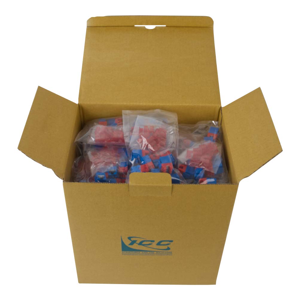 ICC CAT6 Keystone Jack with Slim Profile 180 Degree Punch Down, RJ45 UL Listed PoE++ TAA Compliant for Wall Plate or Patch Panel, Works with JackEasy Termination Tool, Blue 400 Pack