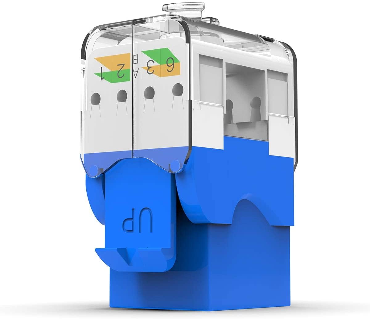 Ampcom Cat6 Keystone Jack Tool Less Rj45 Utp, No Punch Down Tool Required Module Coupler  12 Pack Blue