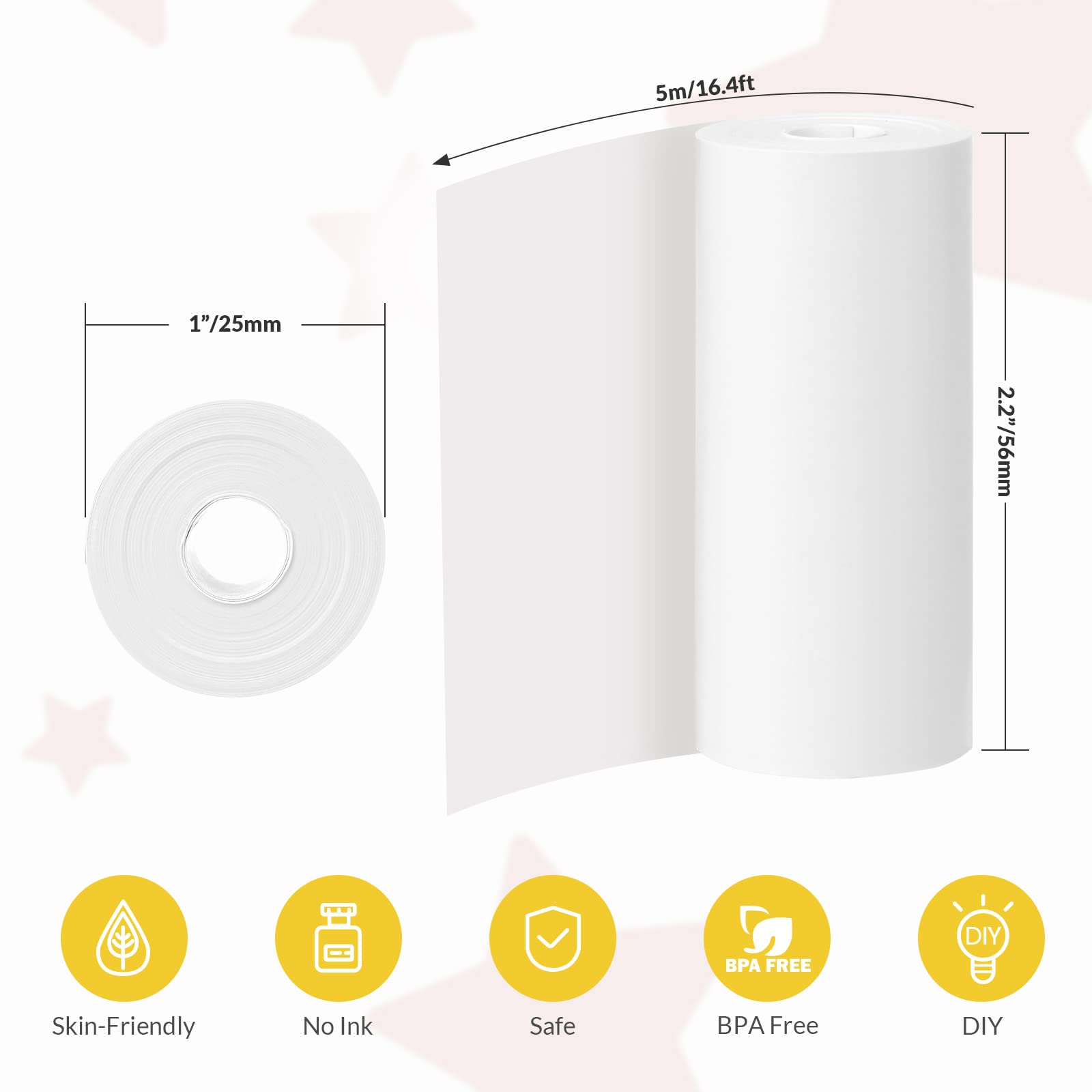 Mafiti 10 Rolls Kids Instant Camera Refill Print Paper For K27/D101/Q5 Kids Camera Instant Print Photo Print Thermal Paper Compa